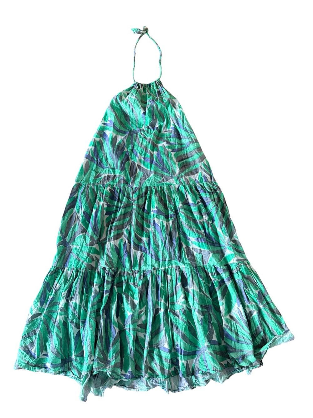 Oysho Tropical Cotton Maxi Dress Cotton Halter Beach Vacation Size S - Picture 3 of 5